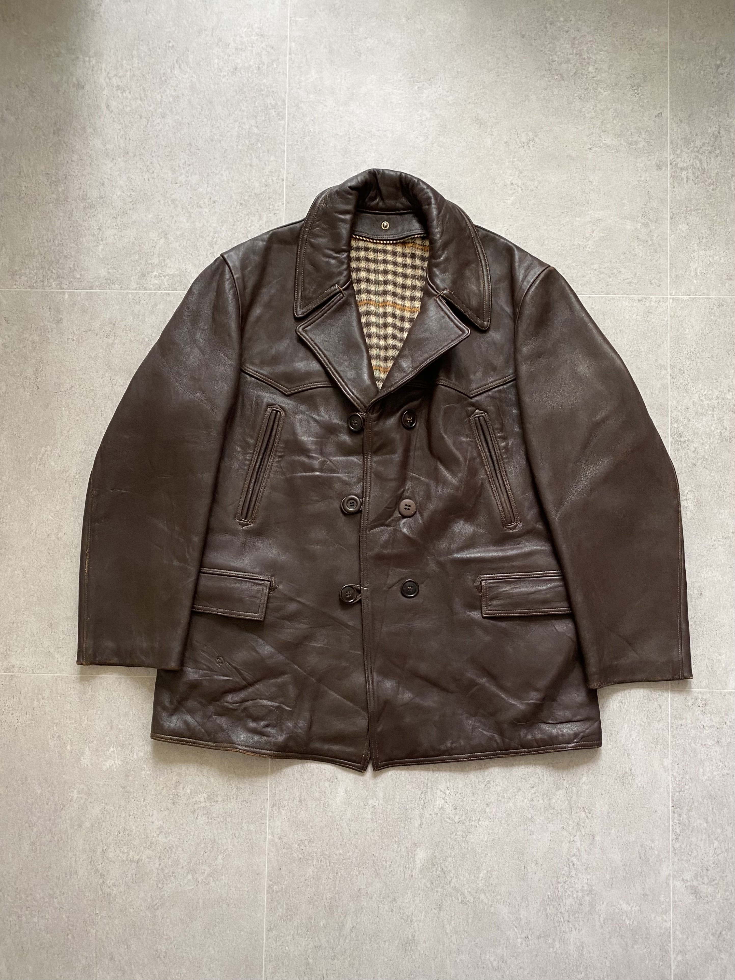 40&#039;s French Barnstormer Leather Coat by REVA CUIR L(105~108) - 체리피커