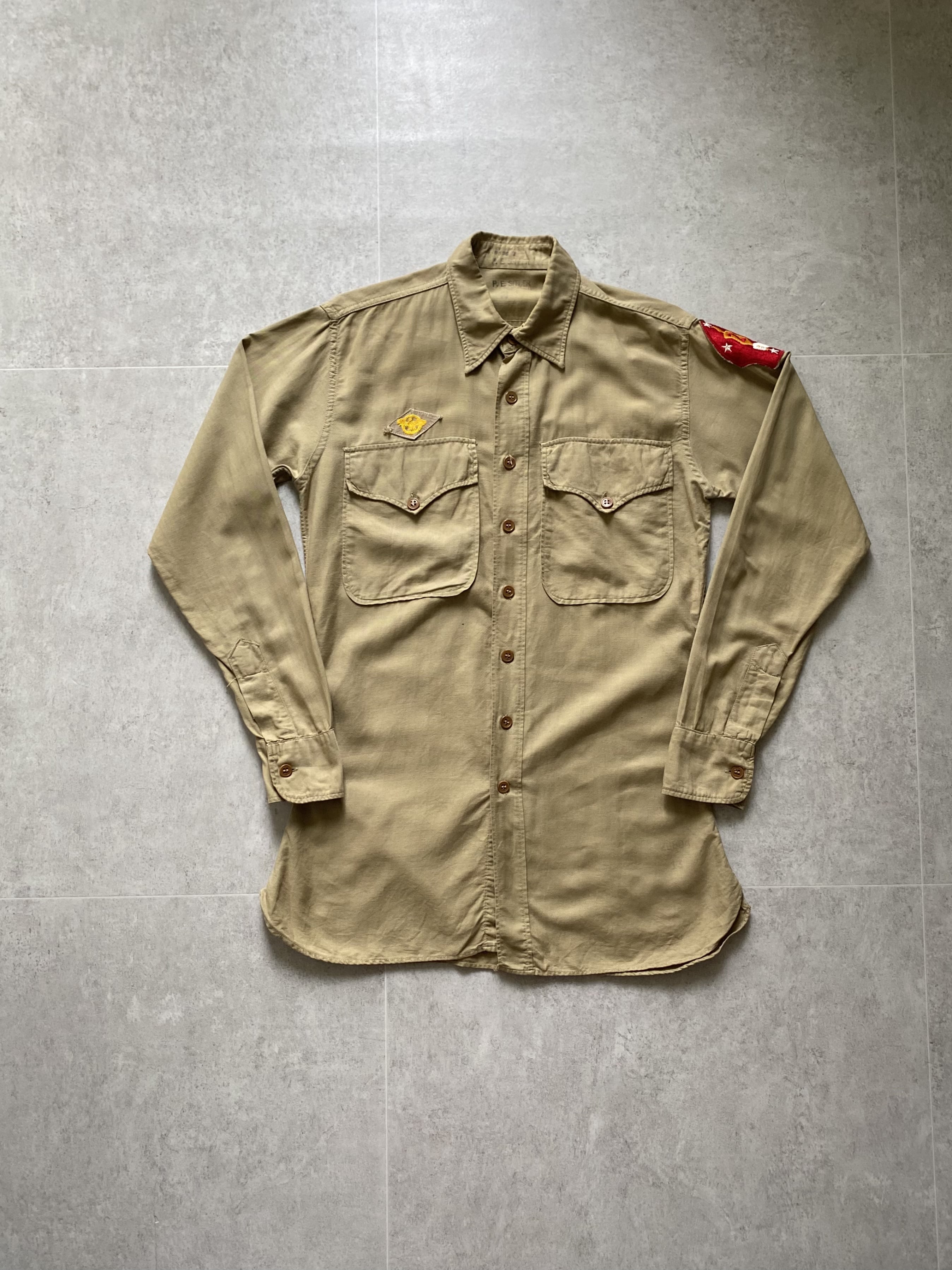 40&#039;s WW2 U.S.M.C. Khaki Officer Shirt 95 Size - 체리피커