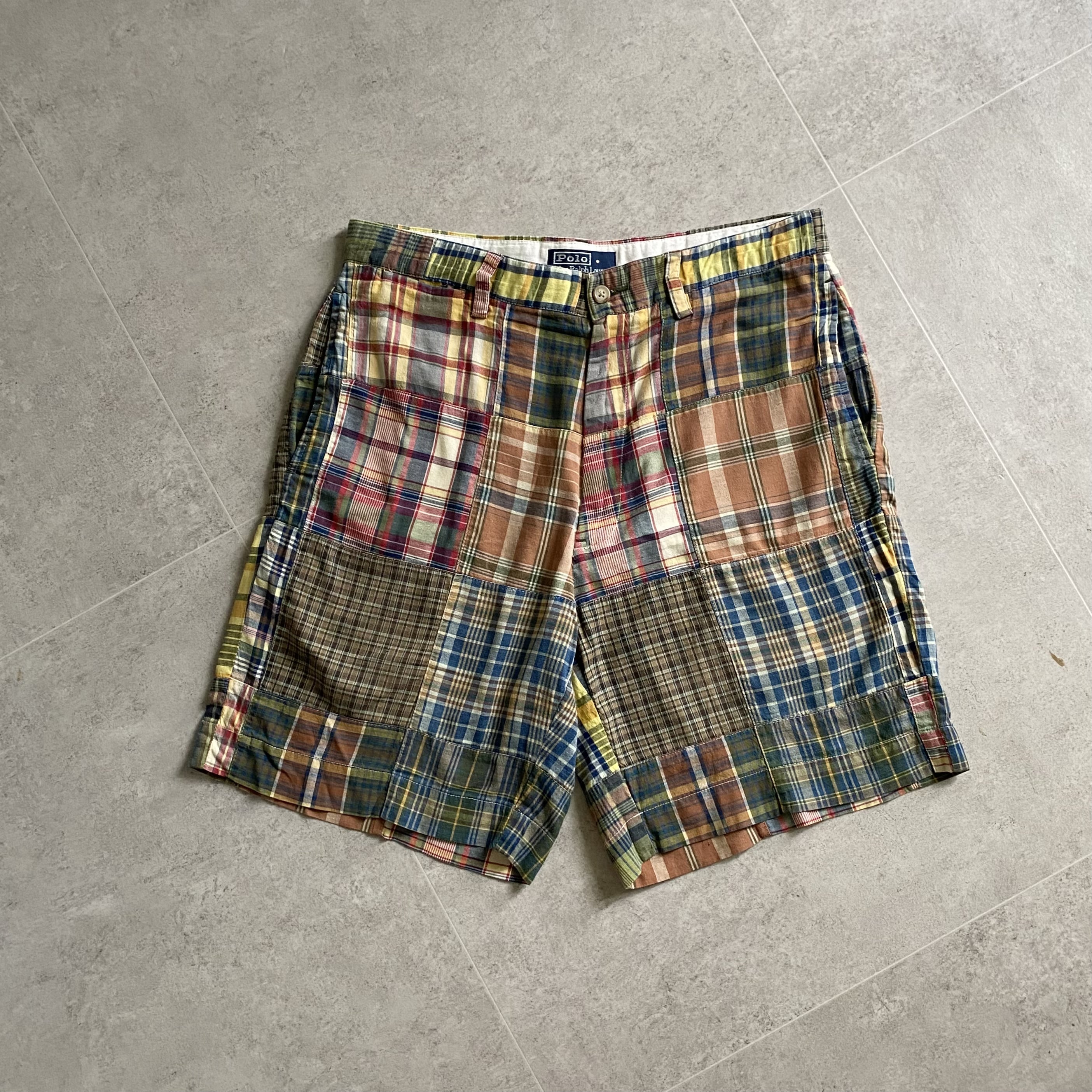 Polo Ralph Lauren Madras Check Patchwork Shorts 33 Size - 체리피커
