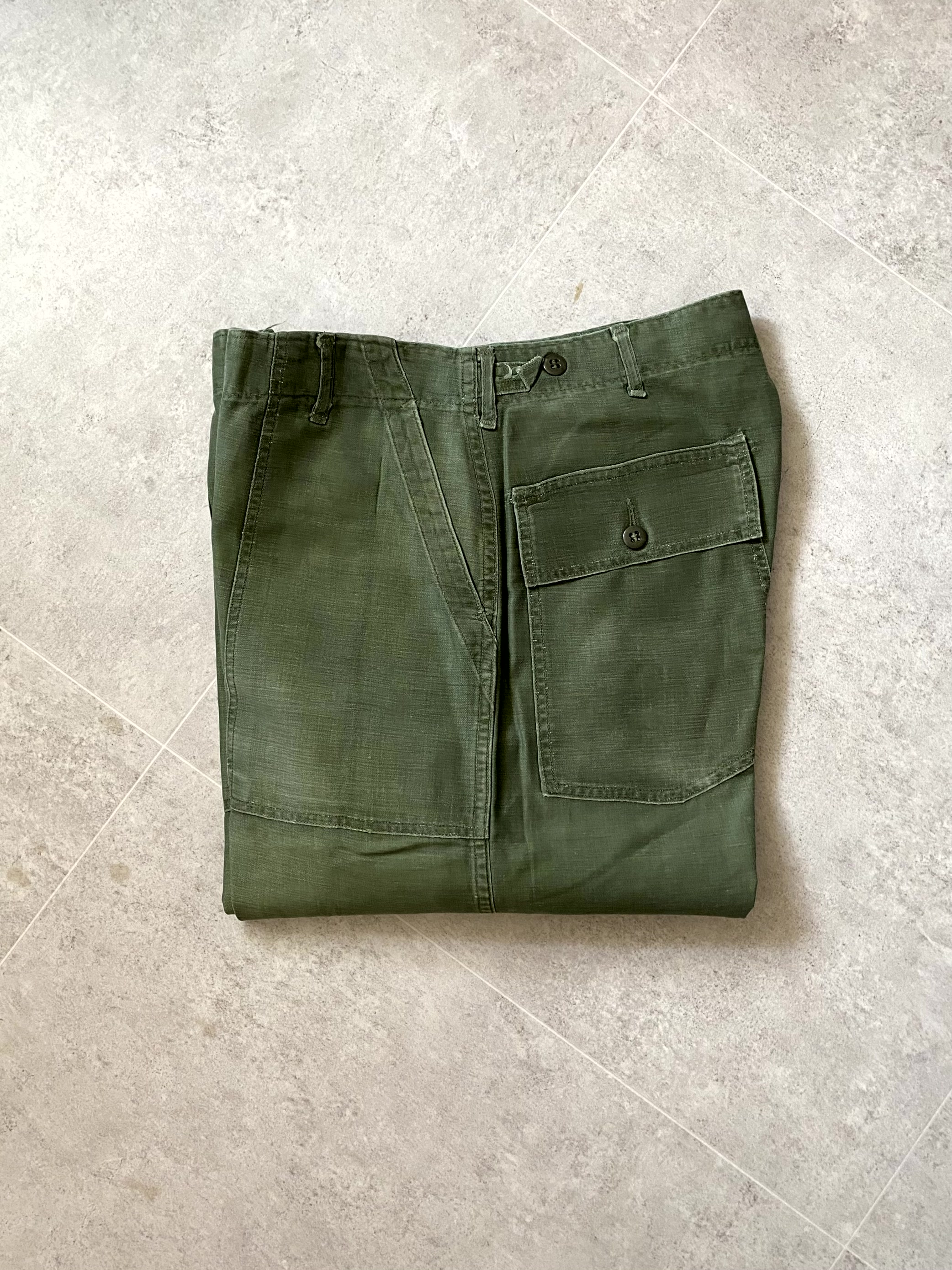 60&#039;s U.S Army OG 107 Fatigue Trousers 34~36 Size - 체리피커