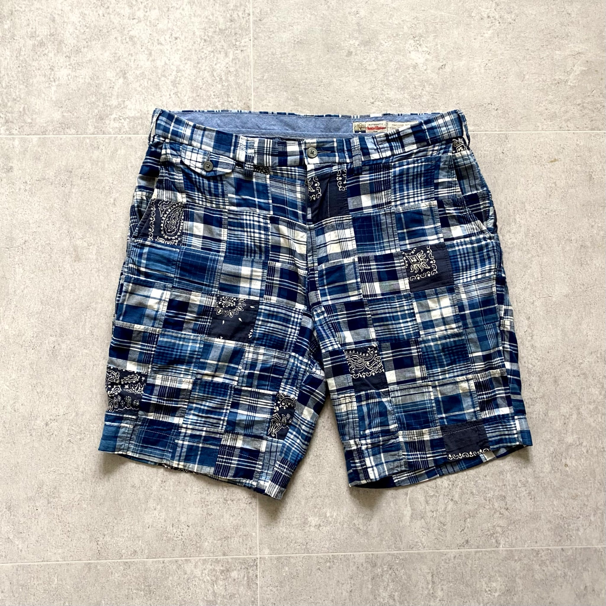 Polo Ralph Lauren Blue Fabric Patchwork Shorts 35~36 Size - 체리피커