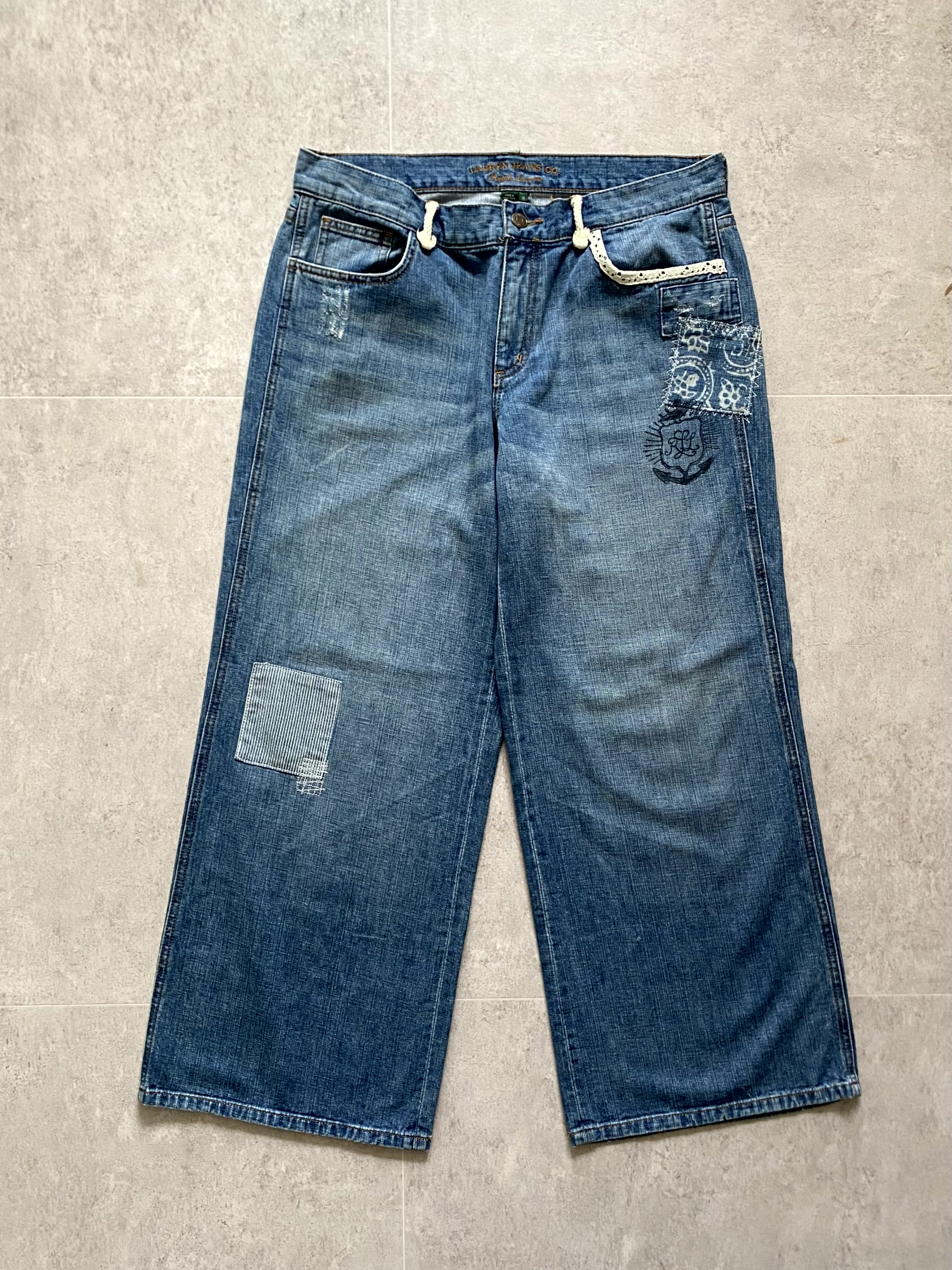 Ralph Lauren Jeans Repair Detail Wide Denim 32 Size - 체리피커