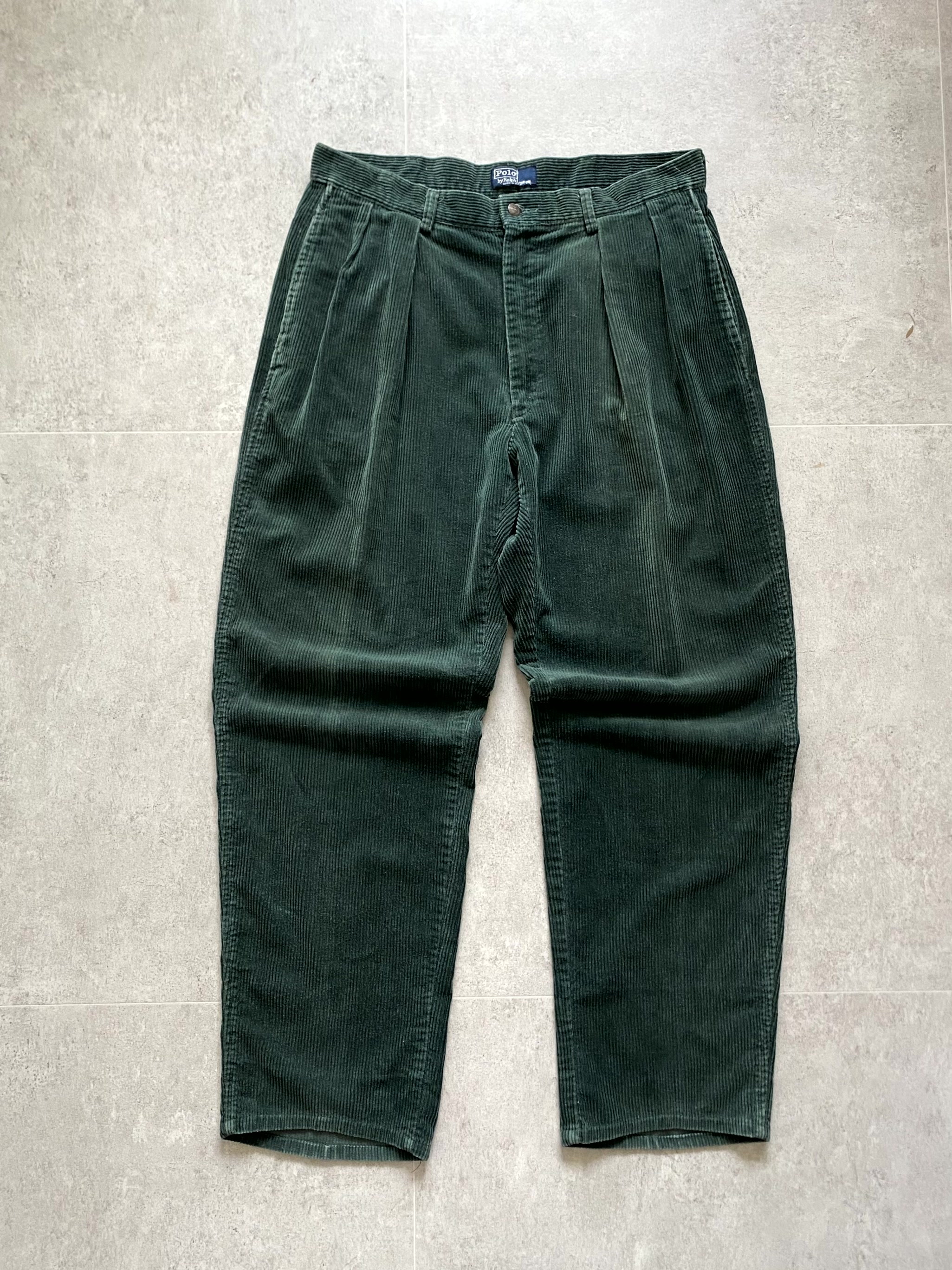 90&#039;s Polo Ralph Lauren Green Corduroy Pants 32~33 Size Made In U.S.A. - 체리피커