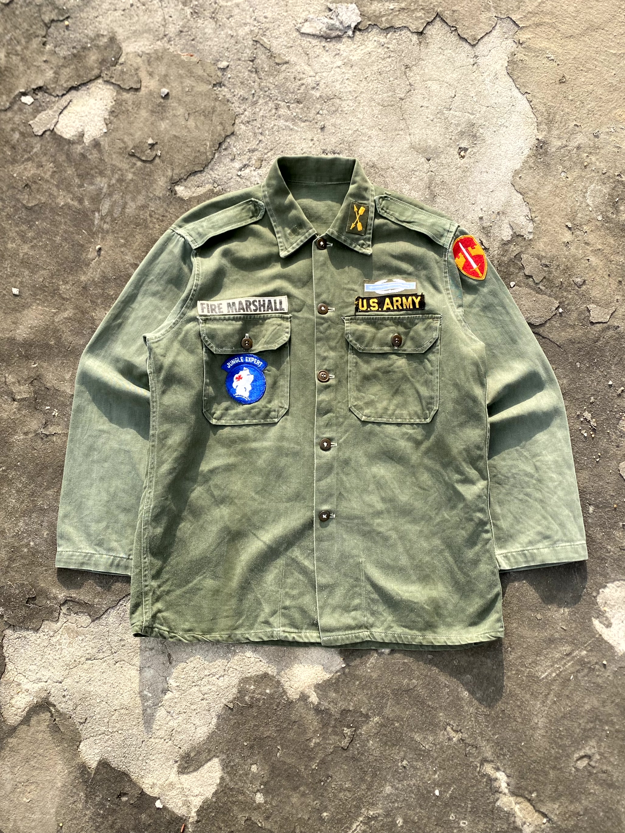 60&#039;s U.S. Army OG 107 Fatigue Shirt 100 Size - 체리피커
