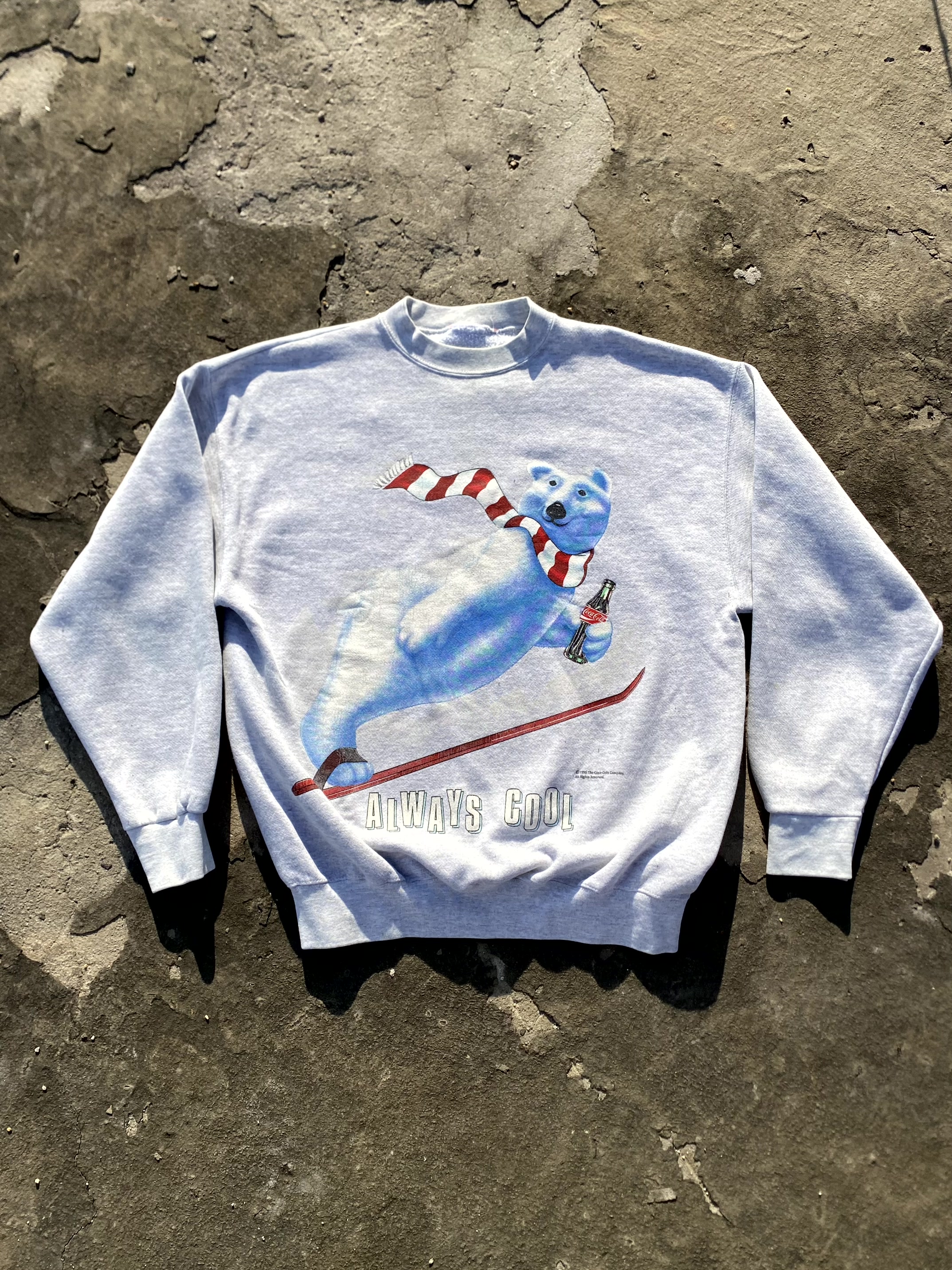 90&#039;s Coca Cola Ski Jump Polar Bear Sweatshirt 105 Size - 체리피커
