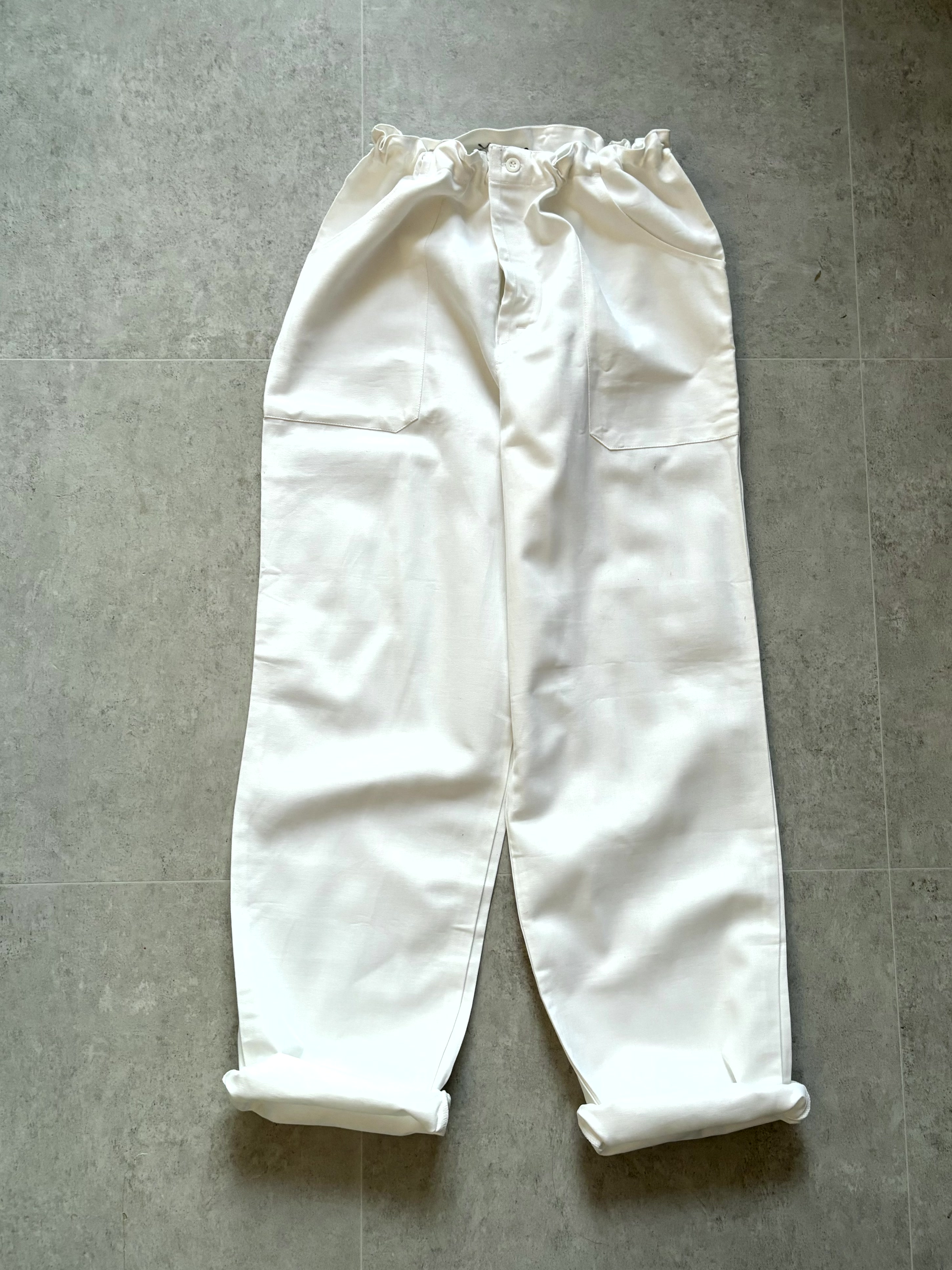 (Dead Stock)Czech Army HBT White String Pants - 체리피커